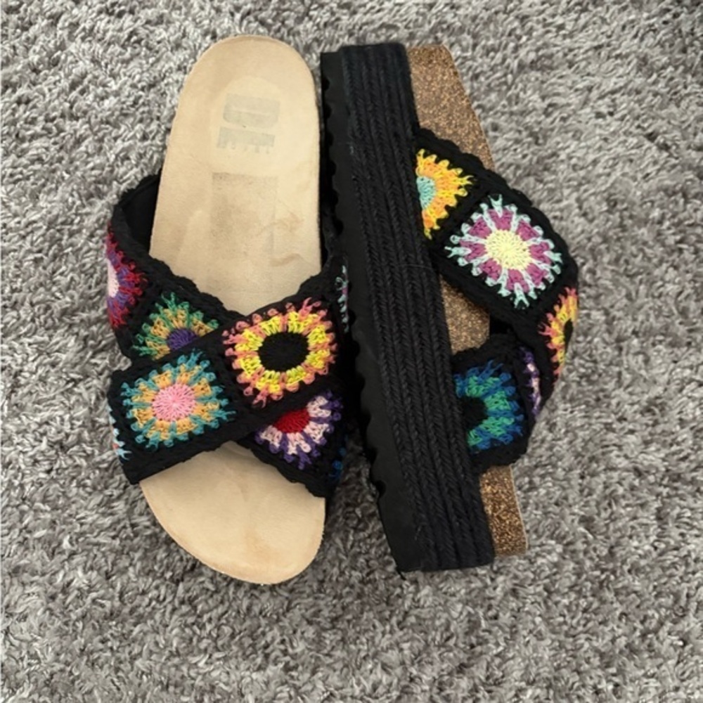 Nordstrom Black Crochet Platform Sandals